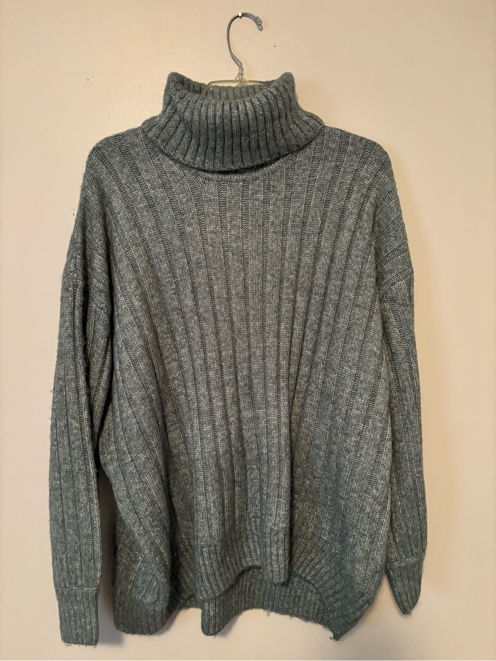 Falls Creek Light Green Ribbed Turtleneck Sweater
